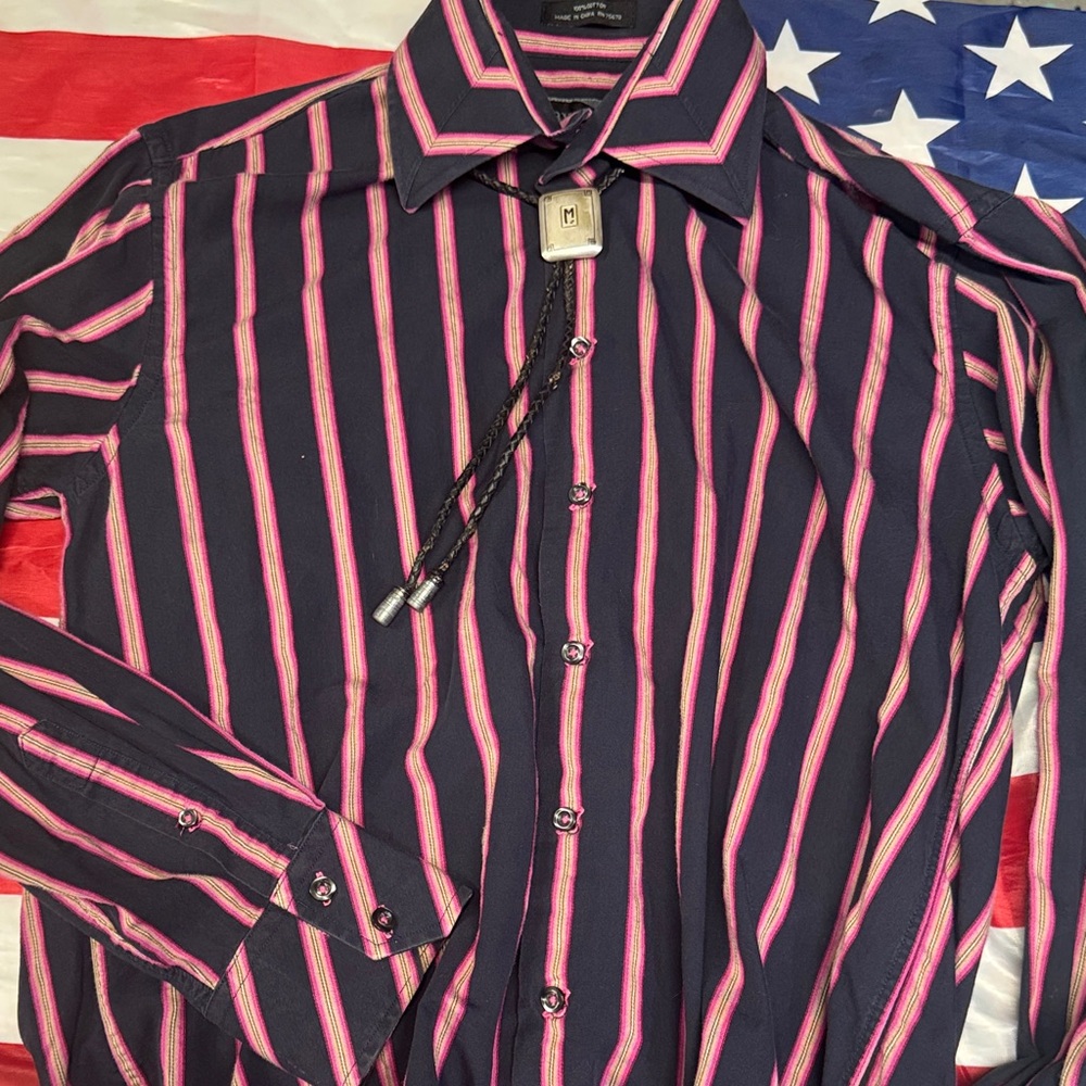 Elegant Pink and Black Striped Men's Shirt